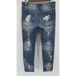 Demolition Kids Size 18 Blue Distressed Paint Splatter Skinny Jeans Streetwear